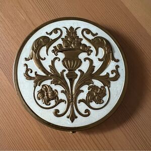 Vintage Compact Powder and Puff Rex Fifth Avenue - 1960's - Gold Plated Large